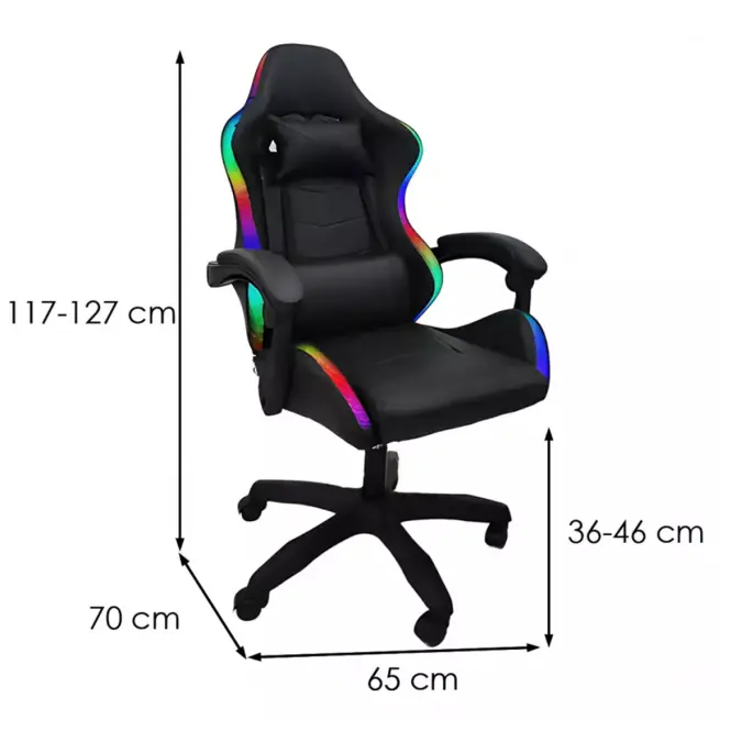 Fotel gamingowy Herodion 8685 czarny/LED RGB