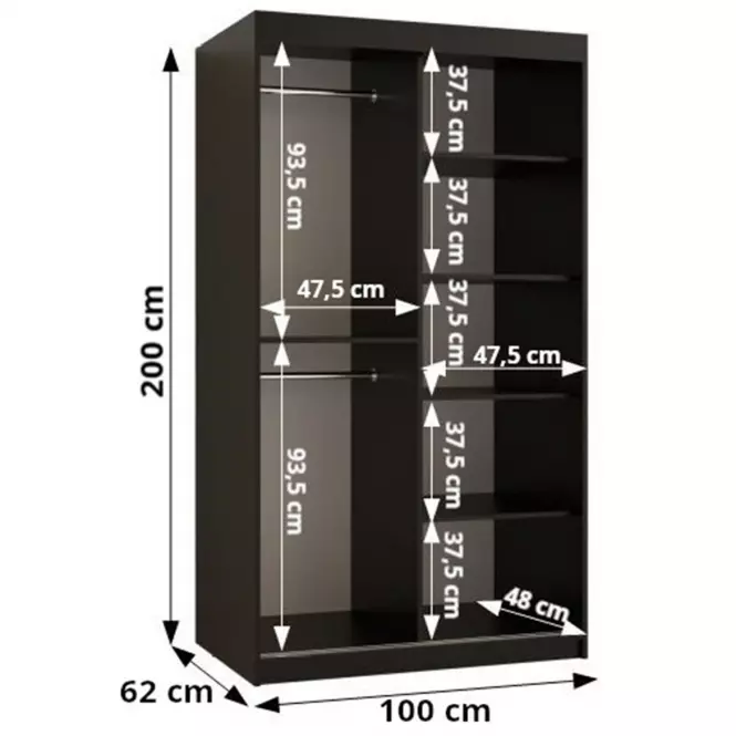 Szafa Amiro 1 100 biały/czarny