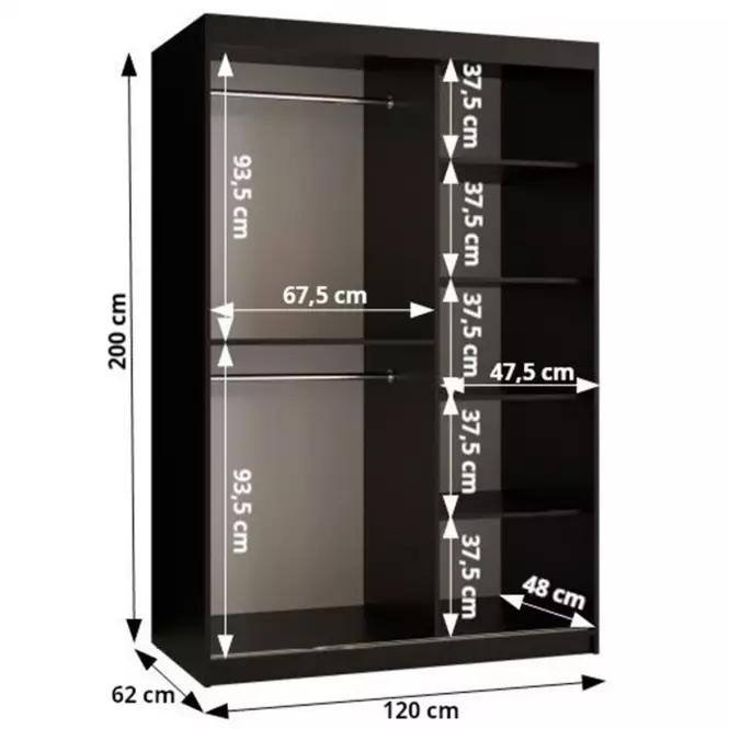 Szafa Amiro 1 120 czarny/biały