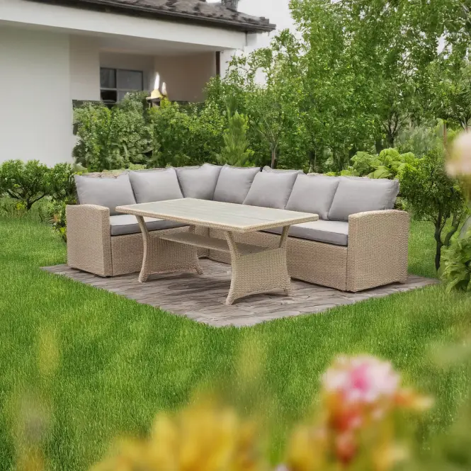 Narożnik ogrodowy technorattanowy Stockholm naturalny,2