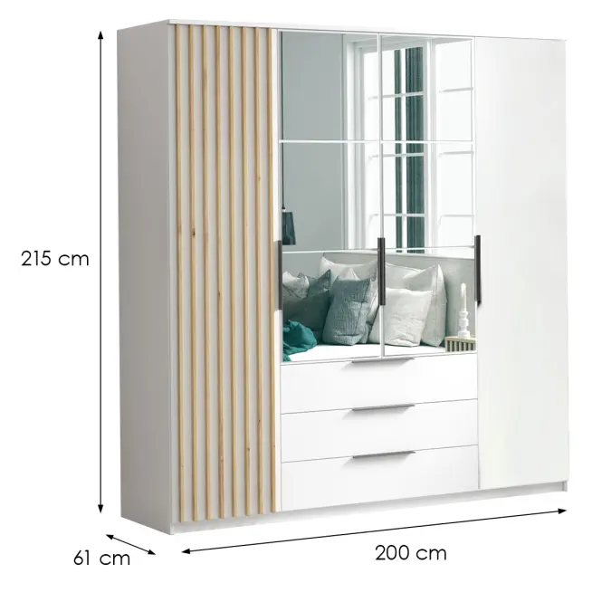 Szafa Sorento 200 biała+lamel craft złoty,2