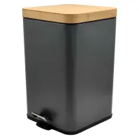 Kosz kwadratowy z pedałem i pokrywą bambus 30 l  FTC003C