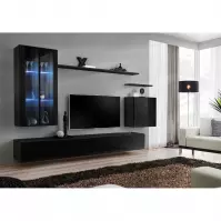Meblościanka Switch Szkło+LED XII Czarny