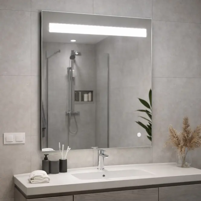 Lustro łazienkowe z oświetleniem LED 65 z włącznikiem dotykowym 50X70