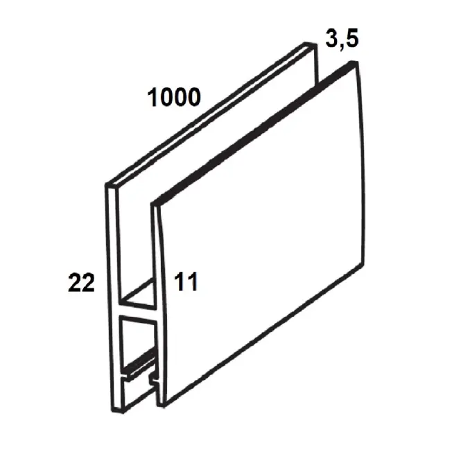 Profil H PVC biały połysk 3.5x11x22x1000
