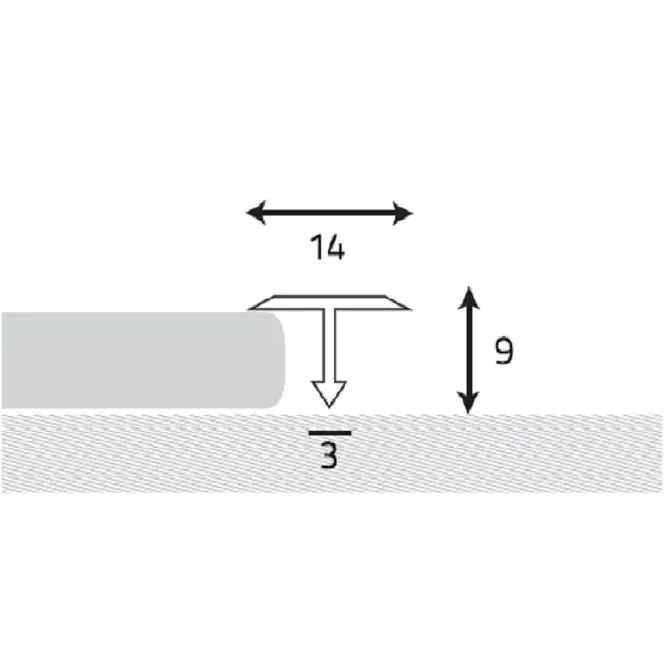 Profil T aluminiowy antracyt  9x14x2700