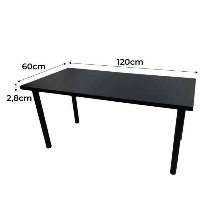 Biurko Gamingowe Low Czarne 120x60x2.8 Model 0