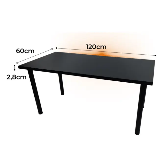 Biurko Gamingowe Top Czarne 120x60x2.8 Model 1
