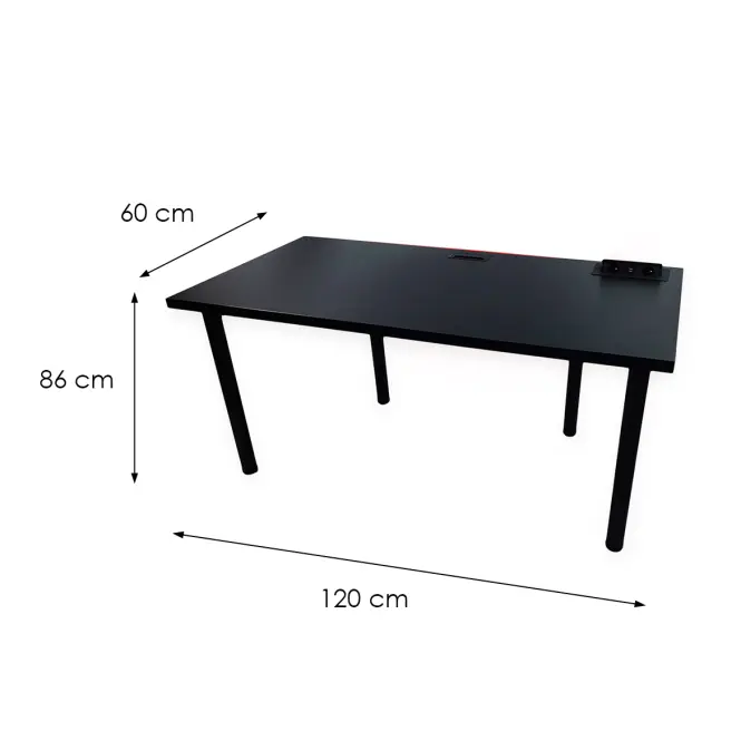 Biurko Gamingowe Top Czarne 120x60x3.6 Model 3