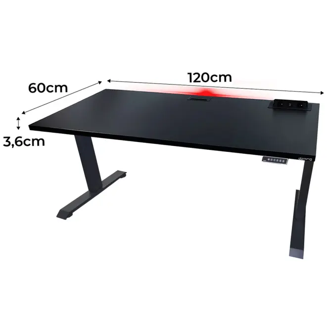 Biurko Gamingowe Top Elektr.  Czarne 120x60x3.6 Model 3
