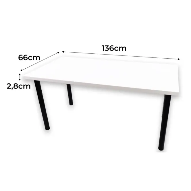 Biurko Gamingowe Top Białe 136x66x2.8 Model 0