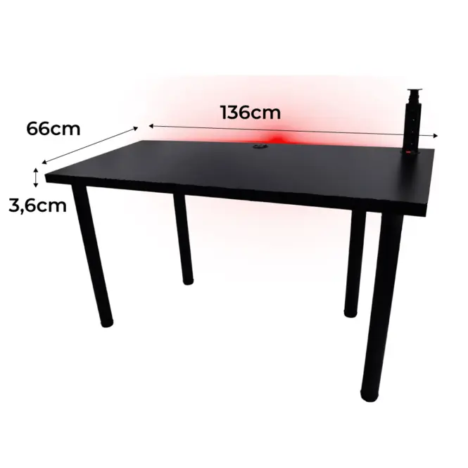 Biurko Gamingowe Low Loft Czarne 136x66x3.6 Model 3