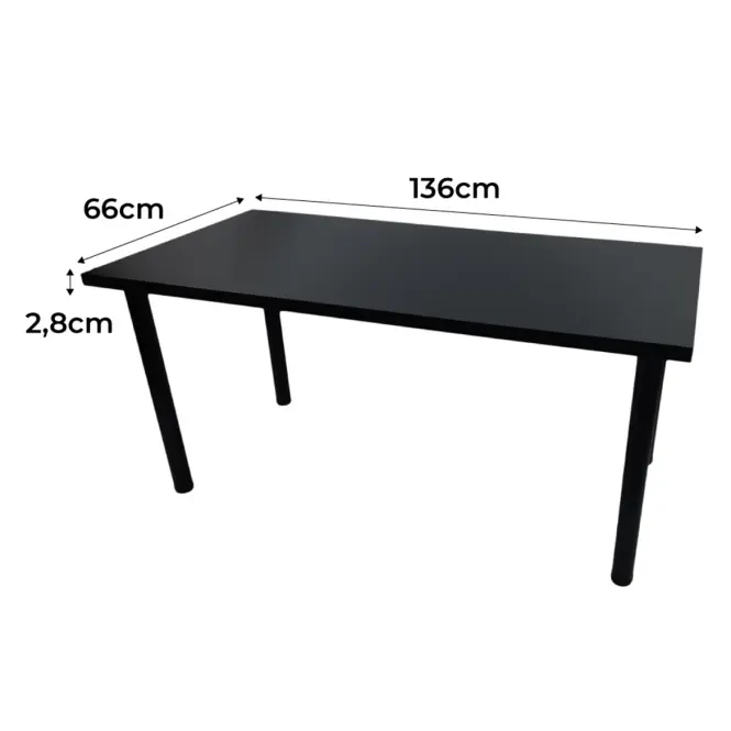 Biurko Gamingowe Low Loft Czarne 136x66x2.8 Model 0