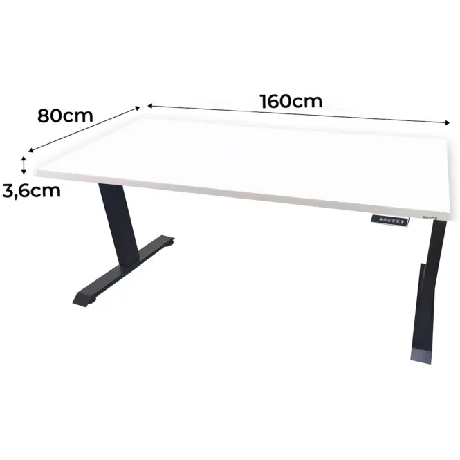 Biurko Gamingowe Low Elektr. Białe 160x80x3.6 Model 0