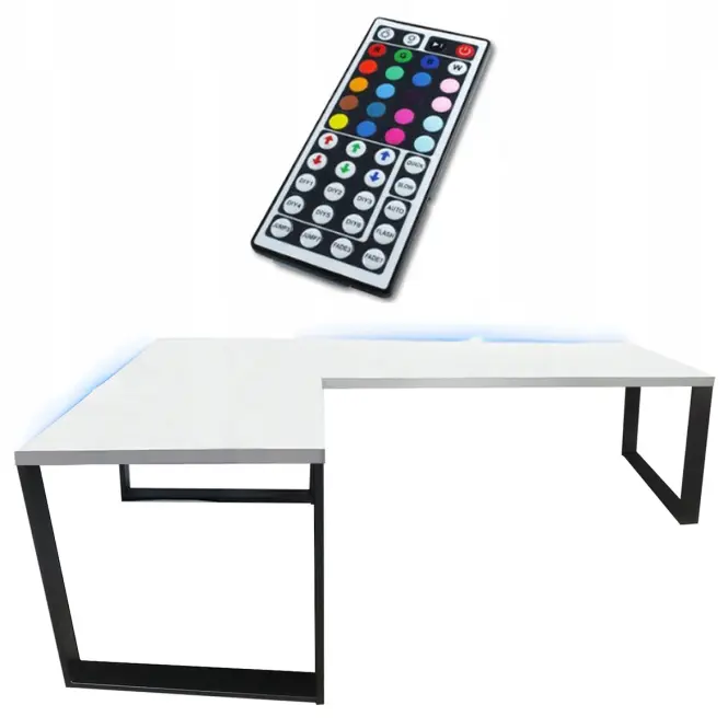 Biurko Gamingowe Narożne Loft Low Białe 180x120x2.8 Model 1