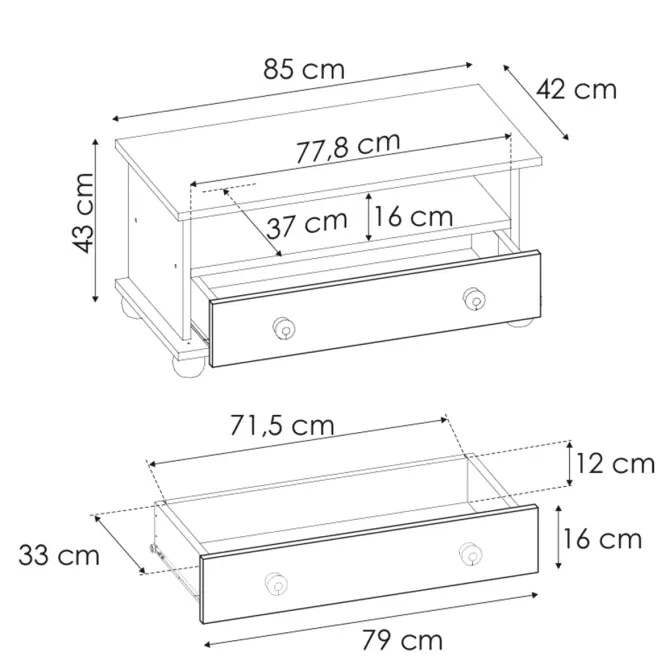Komoda Sosnowa RTV 85001 85x43x42