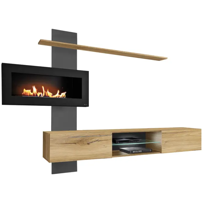 Meblościanka Flame B antracyt/dąb flagstafF