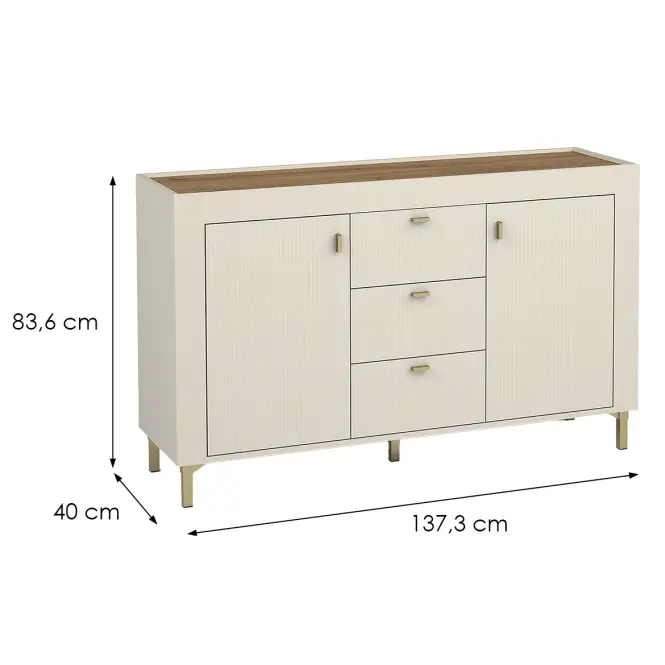 Komoda Mossa M06 2D3S dąb whisky/cashmere