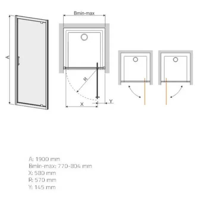 Drzwi DJ/TX5B 80 W15 SB Glass protect