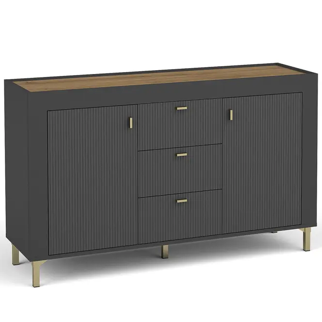 Komoda Mossa M06 2D3S dąb whisky/czarny mat