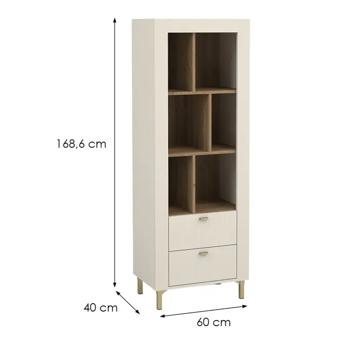 Regał Mossa M04 2S dąb whisky/cashmere