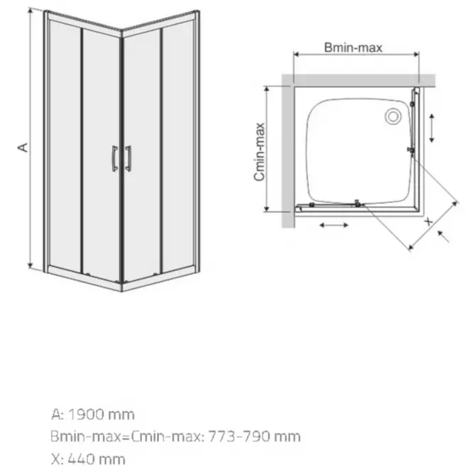 Kabina prysznicowa KW KN/TX5B 80 W15 SB Glass protect