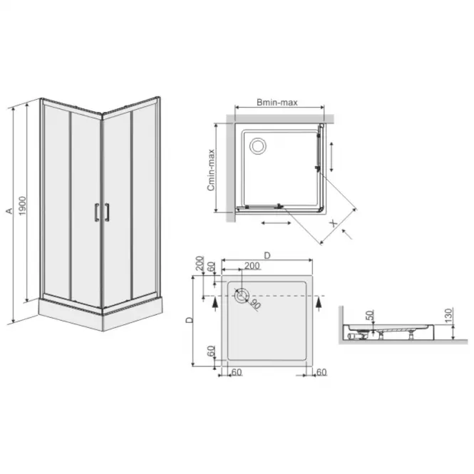 Kabina prysznicowa KW KN/TX5B 90 W15 SB Glass protect