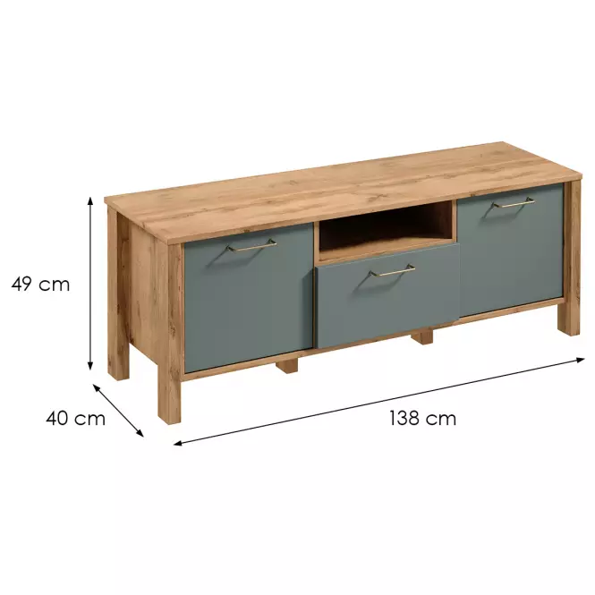 Szafka RTV Indygo 1S dąb wotan-green,2