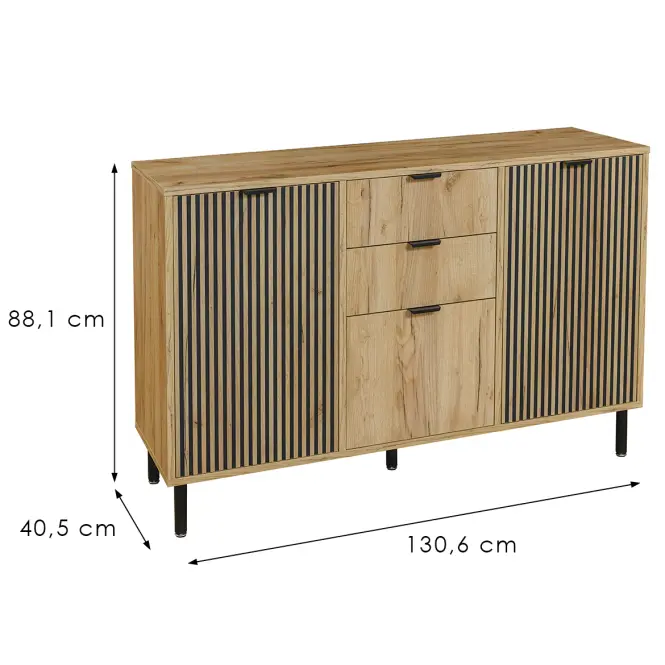 Komoda Namir 3D2S 1 dąb craft złoty