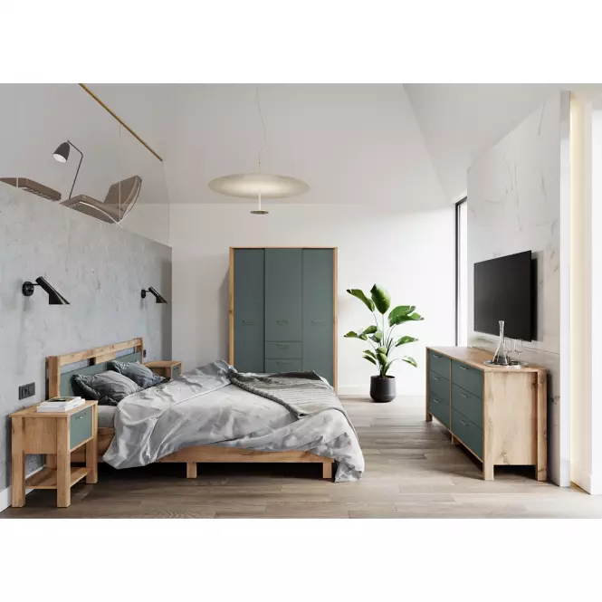 Łóżko Indygo L90 dąb wotan-green,3