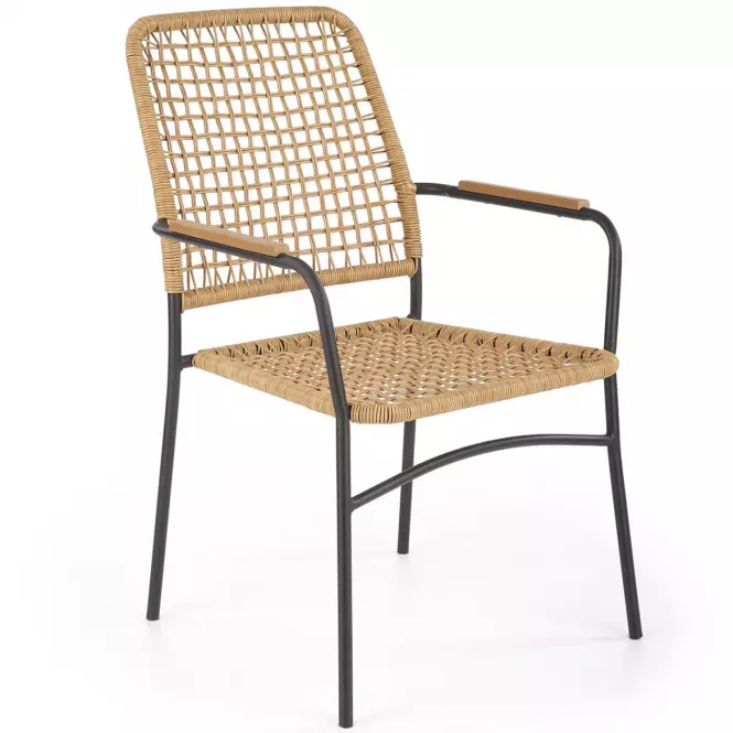 Krzesło K457 rattan brązowy/czarny