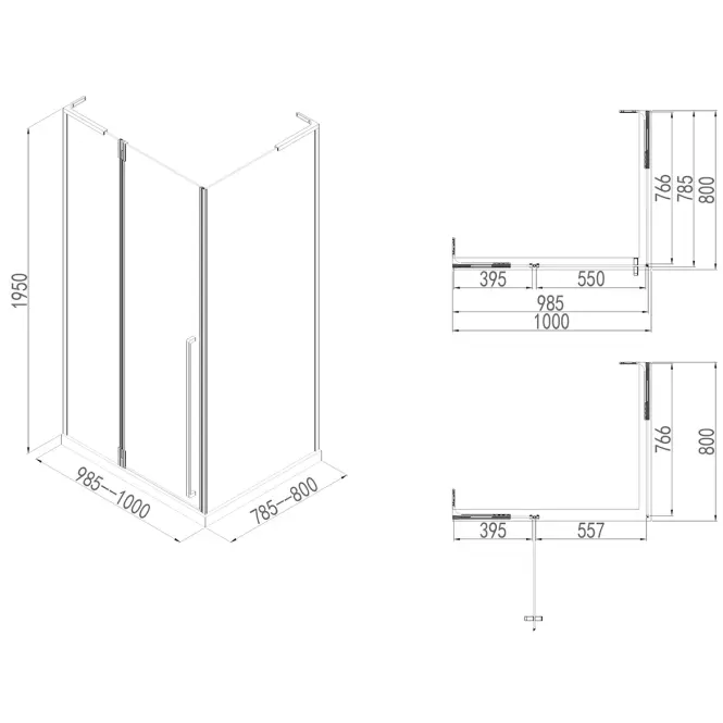Kabina prysznicowa Bravo 100x80x195 black