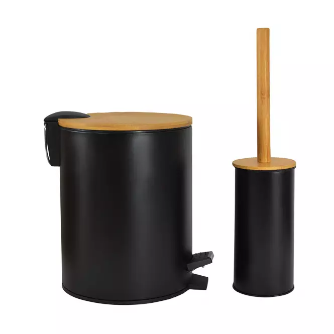 Zestaw Kosz 5l + Szczotka Wc Czarny Wood