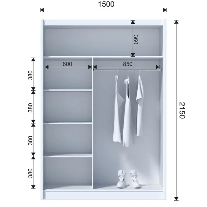 Szafa Ladder 150 czarny/lamele dąb craft
