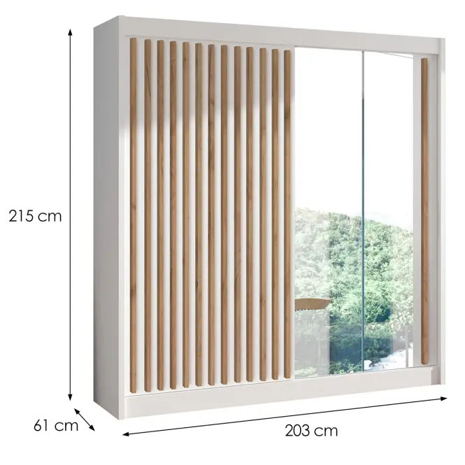 Szafa Ladder 203 biały/lamele dąb craft