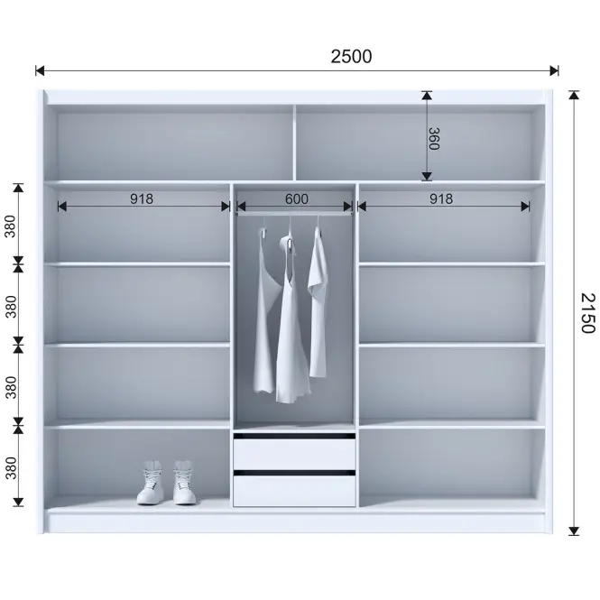 Szafa Ladder 250 biały/lamele dąb craft