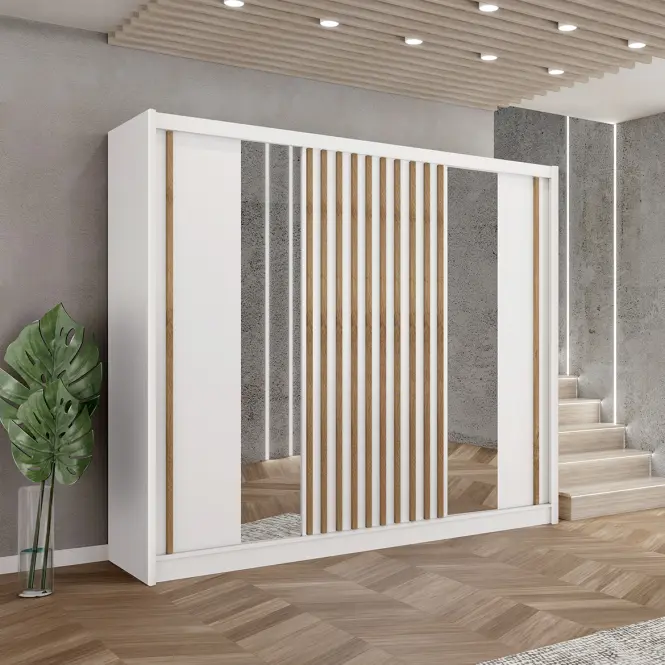 Szafa Ladder 250 biały/lamele dąb craft