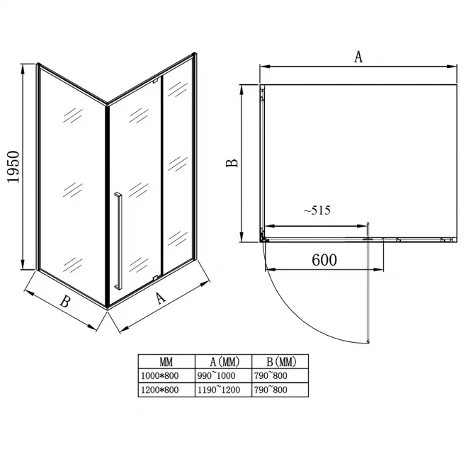 Kabina prysznicowa prostokątna Zen 120x80x195 black