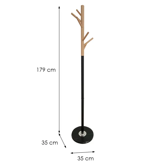 Wieszak metalowy 9463 Wooden czarny/naturalny
