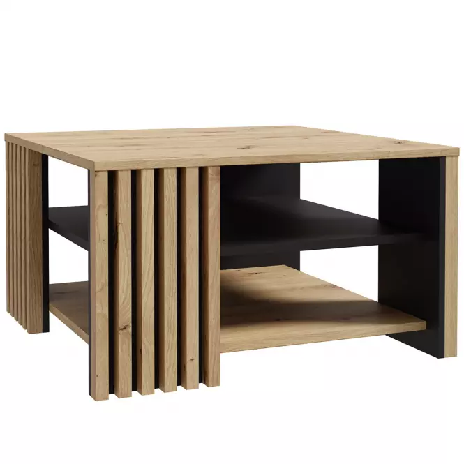 Stolik Zaandam kwadrat 80x80 dąb artisan/czarny