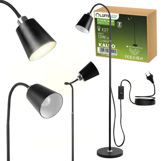 Lampa podłogowa E27 KALSO Black LP1