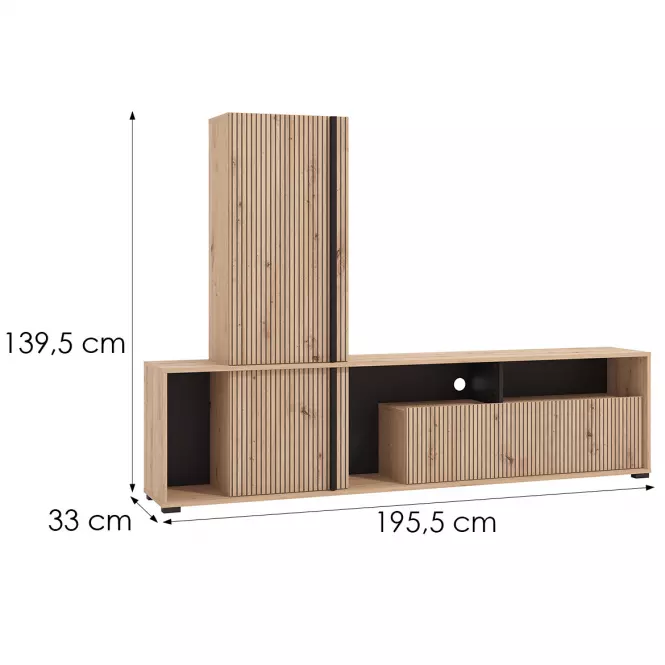 Meblościanka Chania Artisan/Czarny 11013496