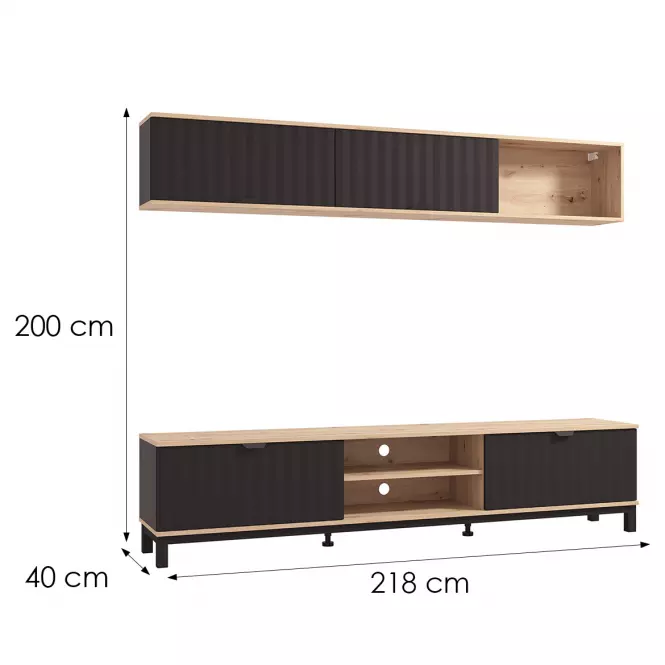 Meblościanka Monaco Artisan/Czarny 11013510