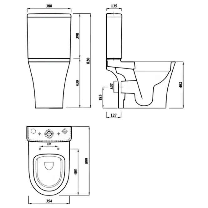 Kompakt WC Zara Round Rimless z deską wolnoopadającą