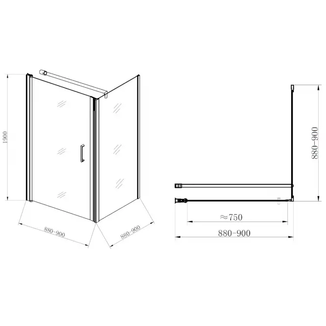 Kabina prysznicowa Atena 90x90x190 czyste-chrom