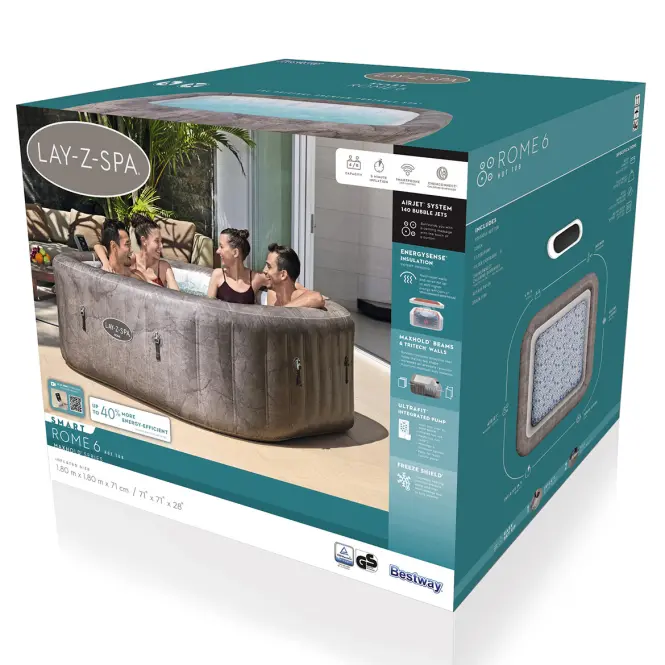 Jacuzzi ogrodowe z hydromasażem Spa 1.8x1.8x0.71m Rome 6001K