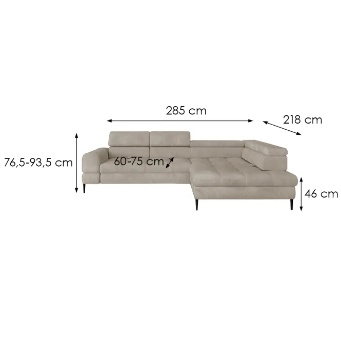 Narożnik z funkcją spania Voss Memphis 04 prawostronny