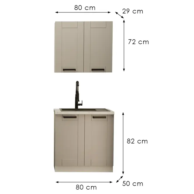Kuchnia Luna Claygrey/Biały 80cm Bez Blatu