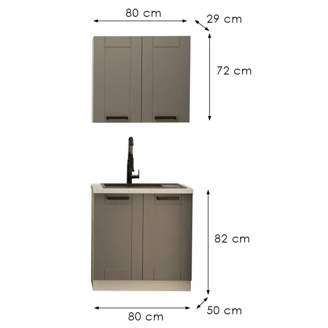 Kuchnia Luna Dustgrey/Biały 80cm Bez Blatu