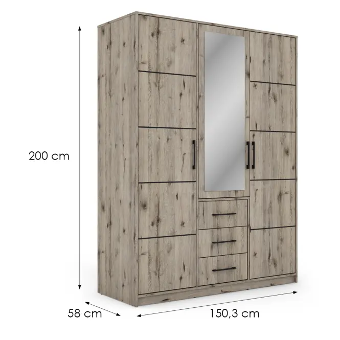 Szafa Bollate 3 Dąb Welington,2